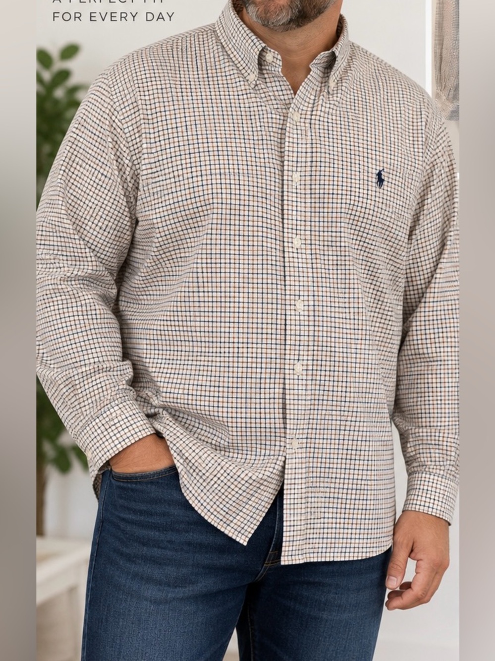 Ralph Lauren 3X Big Plaid Check Button Down Shirt 100% Cotton